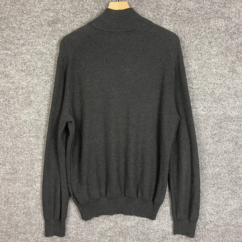 Polo Ralph Lauren Quarter Zip Sweater Mens Large Charcoal Grey Pima Cotton
